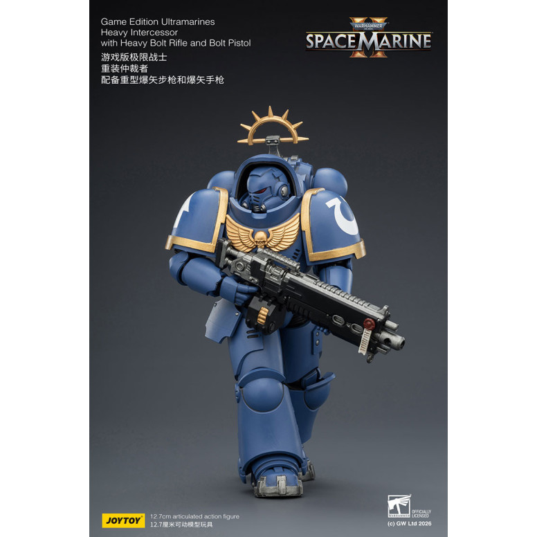 JoyToy - Space Marines II - Ultramarines - Intercesor Pesado con Rifle de Cerrojo Pesado y Pistola de Cerrojo 1/18