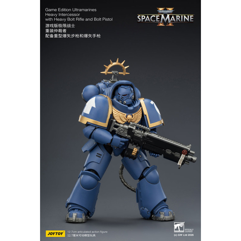 JoyToy - Space Marines II - Ultramarines - Intercesor Pesado con Rifle de Cerrojo Pesado y Pistola de Cerrojo 1/18