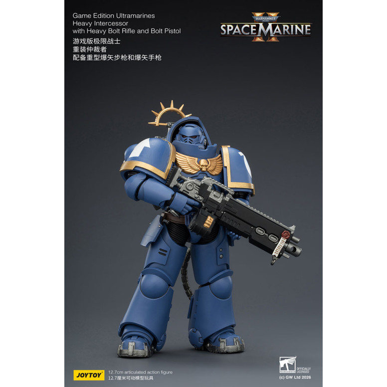 JoyToy - Space Marines II - Ultramarines - Intercesor Pesado con Rifle de Cerrojo Pesado y Pistola de Cerrojo 1/18