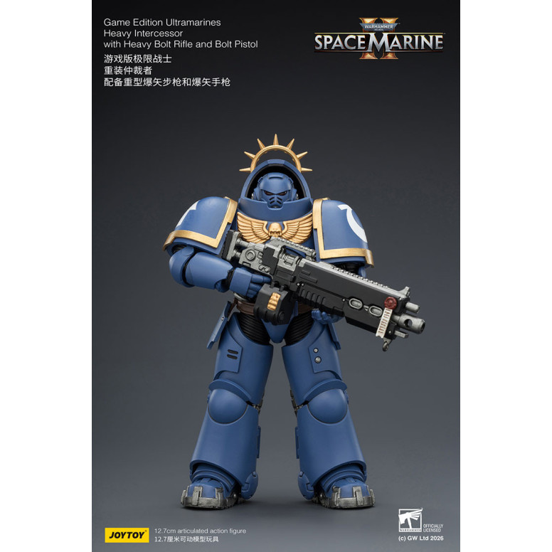 JoyToy - Space Marines II - Ultramarines - Intercesor Pesado con Rifle de Cerrojo Pesado y Pistola de Cerrojo 1/18