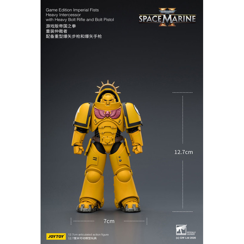JoyToy - Space Marines II - Imperial Fists - Intercesor Pesado con Rifle de Cerrojo Pesado y Pistola de Cerrojo 1/18