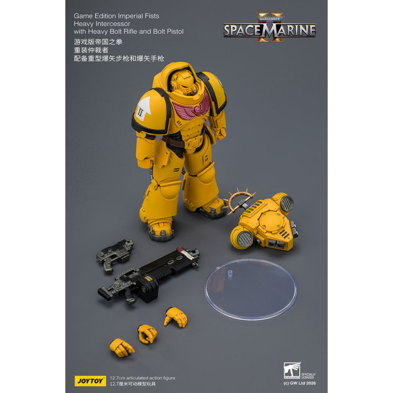 JoyToy - Space Marines II - Imperial Fists - Intercesor Pesado con Rifle de Cerrojo Pesado y Pistola de Cerrojo 1/18
