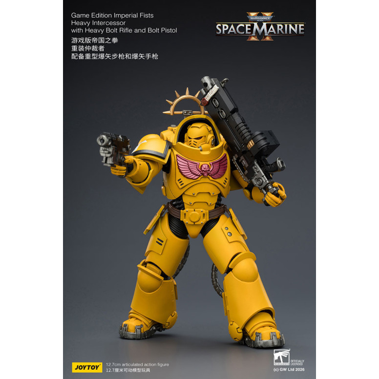 JoyToy - Space Marines II - Imperial Fists - Intercesor Pesado con Rifle de Cerrojo Pesado y Pistola de Cerrojo 1/18