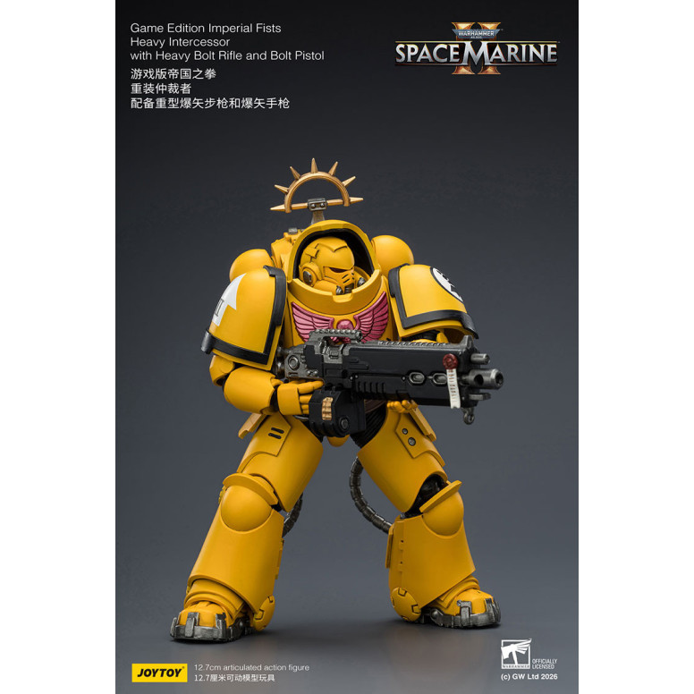 JoyToy - Space Marines II - Imperial Fists - Intercesor Pesado con Rifle de Cerrojo Pesado y Pistola de Cerrojo 1/18