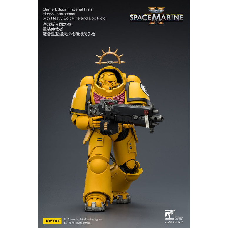 JoyToy - Space Marines II - Imperial Fists - Intercesor Pesado con Rifle de Cerrojo Pesado y Pistola de Cerrojo 1/18