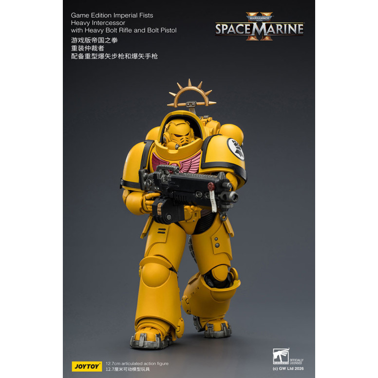 JoyToy - Space Marines II - Imperial Fists - Intercesor Pesado con Rifle de Cerrojo Pesado y Pistola de Cerrojo 1/18