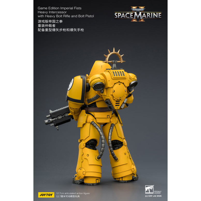 JoyToy - Space Marines II - Imperial Fists - Intercesor Pesado con Rifle de Cerrojo Pesado y Pistola de Cerrojo 1/18
