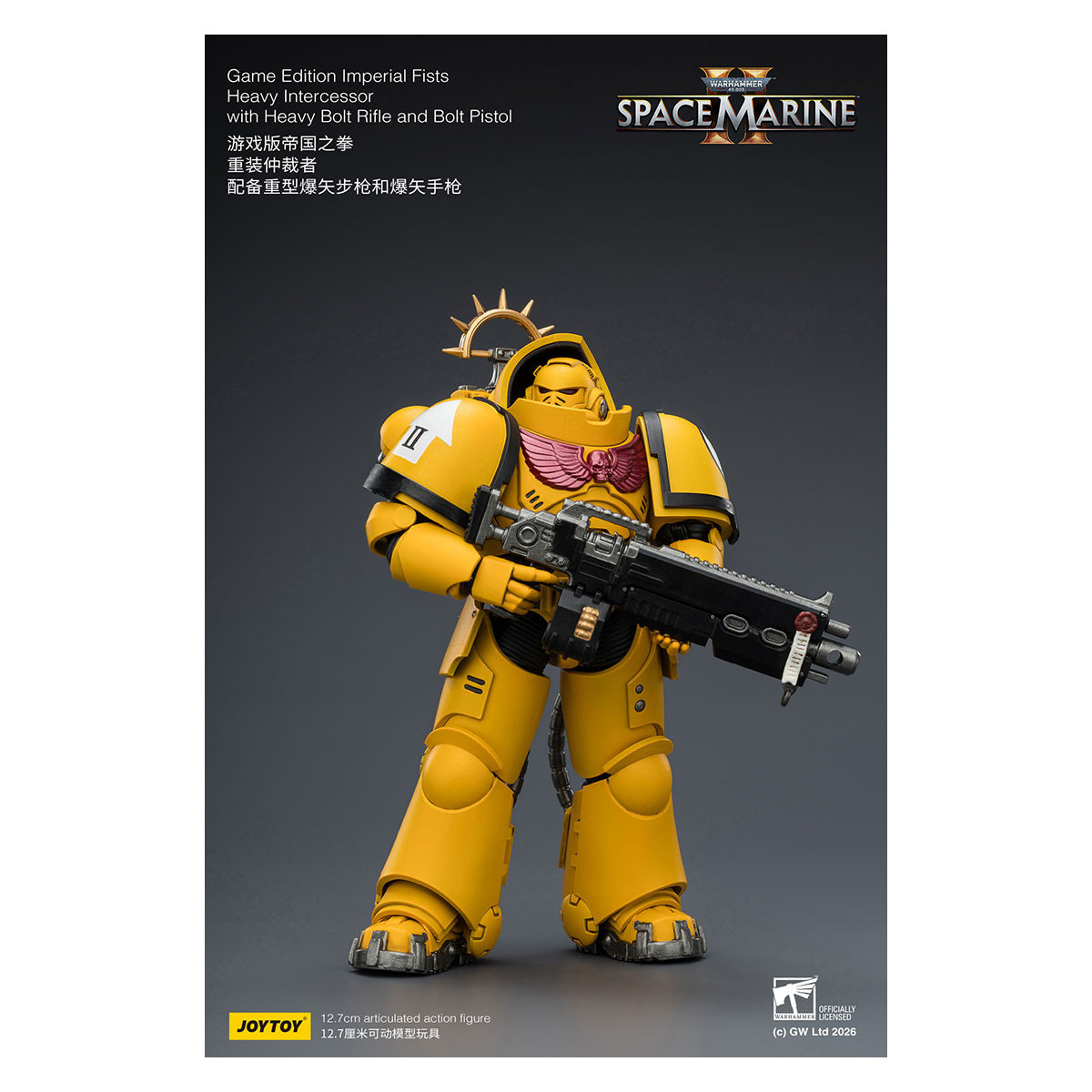 JoyToy - Space Marines II - Imperial Fists - Intercesor Pesado con Rifle de Cerrojo Pesado y Pistola de Cerrojo 1/18