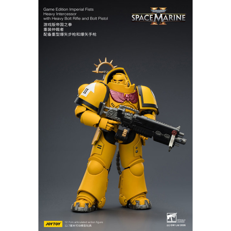 JoyToy - Space Marines II - Imperial Fists - Intercesor Pesado con Rifle de Cerrojo Pesado y Pistola de Cerrojo 1/18