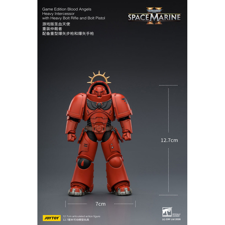 JoyToy - Space Marines II - Blood Angels - Intercesor Pesado con Rifle de Cerrojo Pesado y Pistola de Cerrojo 1/18