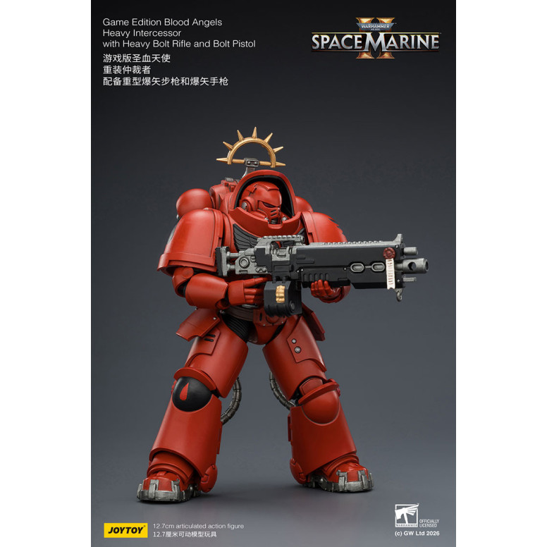 JoyToy - Space Marines II - Blood Angels - Intercesor Pesado con Rifle de Cerrojo Pesado y Pistola de Cerrojo 1/18