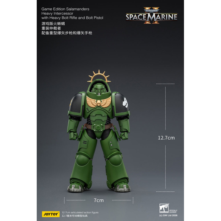 JoyToy - Space Marines II - Salamanders - Intercesor Pesado con Rifle de Cerrojo Pesado y Pistola de Cerrojo 1/18