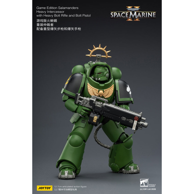 JoyToy - Space Marines II - Salamanders - Intercesor Pesado con Rifle de Cerrojo Pesado y Pistola de Cerrojo 1/18