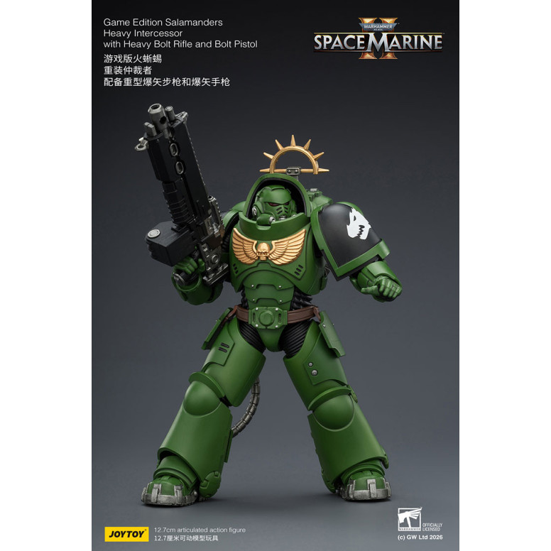 JoyToy - Space Marines II - Salamanders - Intercesor Pesado con Rifle de Cerrojo Pesado y Pistola de Cerrojo 1/18