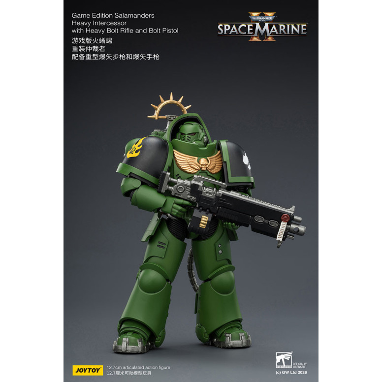 JoyToy - Space Marines II - Salamanders - Intercesor Pesado con Rifle de Cerrojo Pesado y Pistola de Cerrojo 1/18