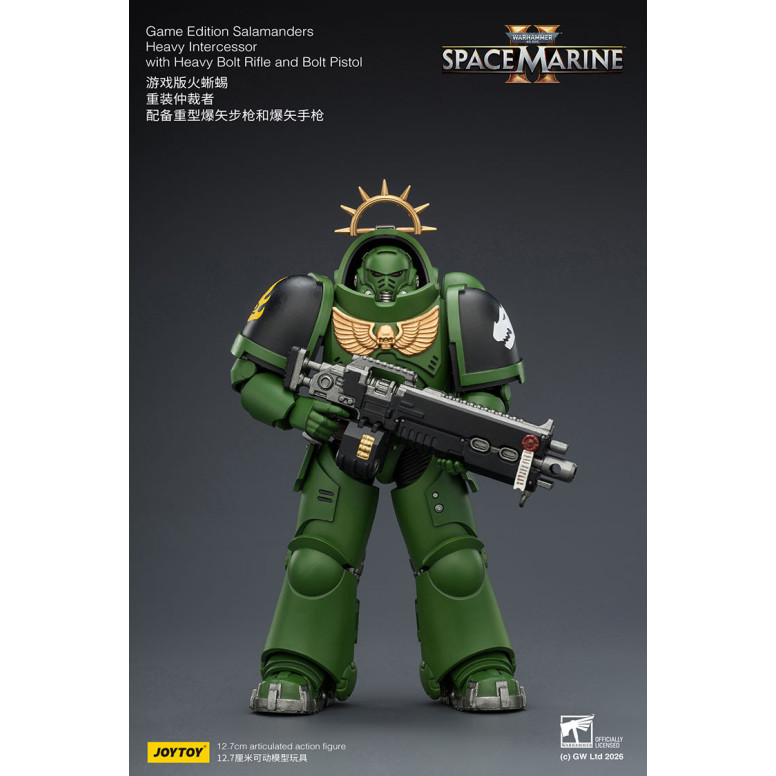 JoyToy - Space Marines II - Salamanders - Intercesor Pesado con Rifle de Cerrojo Pesado y Pistola de Cerrojo 1/18