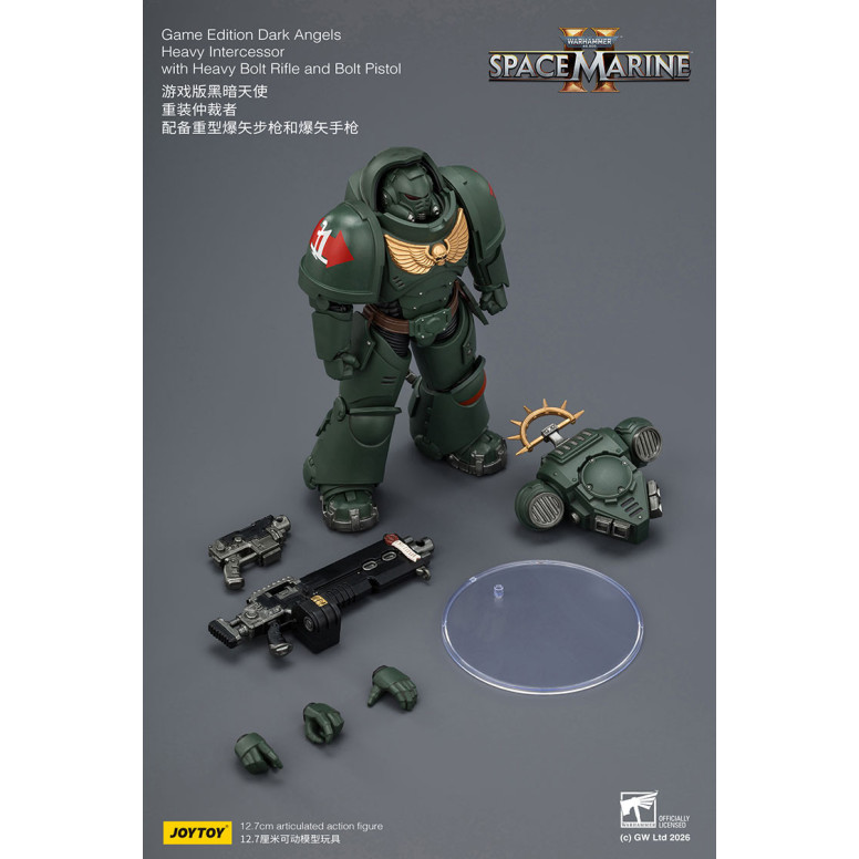 JoyToy - Space Marines II - Dark Angels - Intercesor Pesado con Rifle de Cerrojo Pesado y Pistola de Cerrojo 1/18