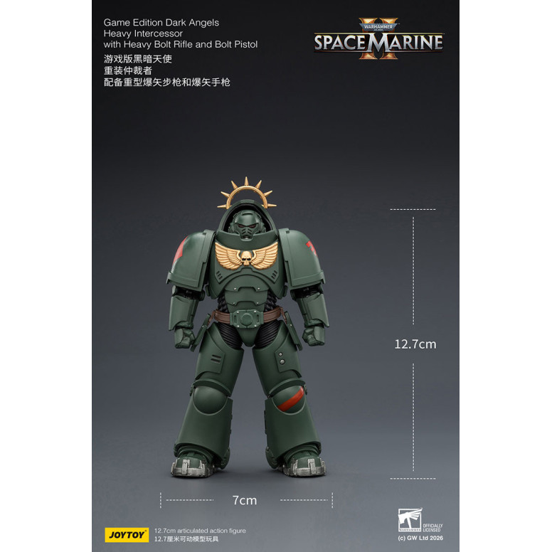 JoyToy - Space Marines II - Dark Angels - Intercesor Pesado con Rifle de Cerrojo Pesado y Pistola de Cerrojo 1/18