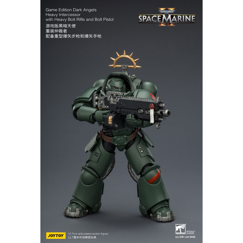 JoyToy - Space Marines II - Dark Angels - Intercesor Pesado con Rifle de Cerrojo Pesado y Pistola de Cerrojo 1/18