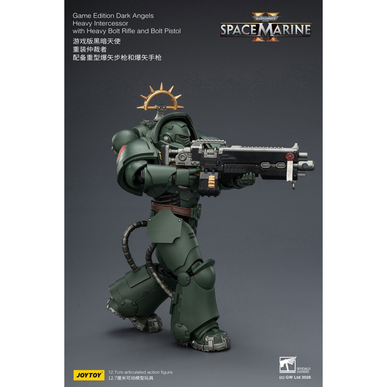 JoyToy - Space Marines II - Dark Angels - Intercesor Pesado con Rifle de Cerrojo Pesado y Pistola de Cerrojo 1/18