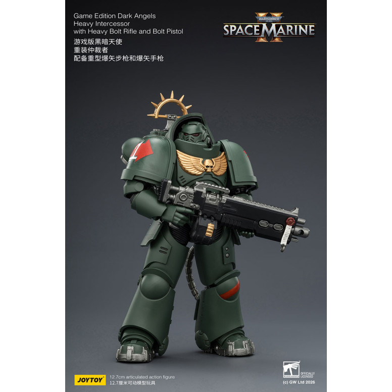JoyToy - Space Marines II - Dark Angels - Intercesor Pesado con Rifle de Cerrojo Pesado y Pistola de Cerrojo 1/18