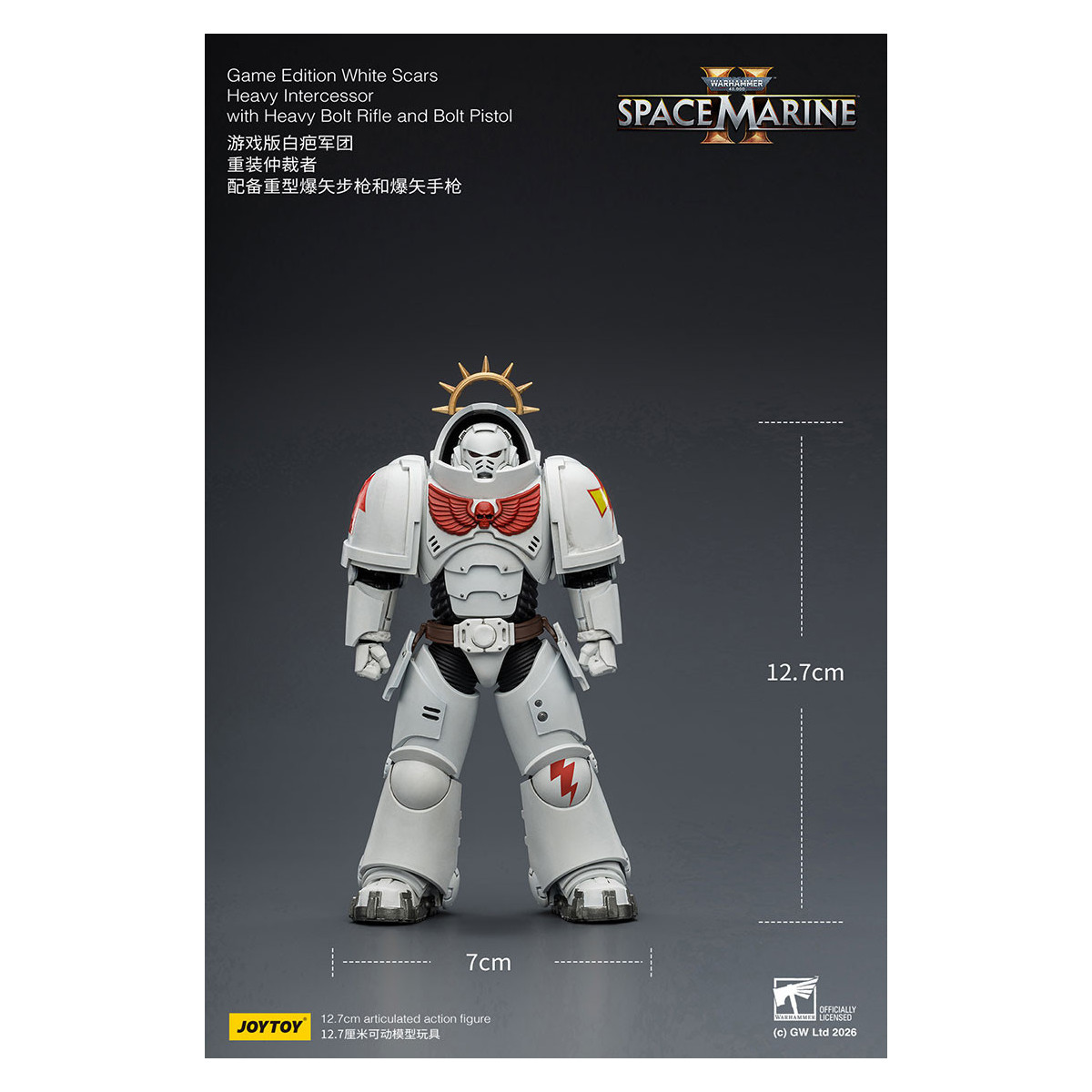 JoyToy - Space Marines II - Cicatrices Blancas - Intercesor Pesado con Rifle de Cerrojo Pesado y Pistola de Cerrojo 1/18
