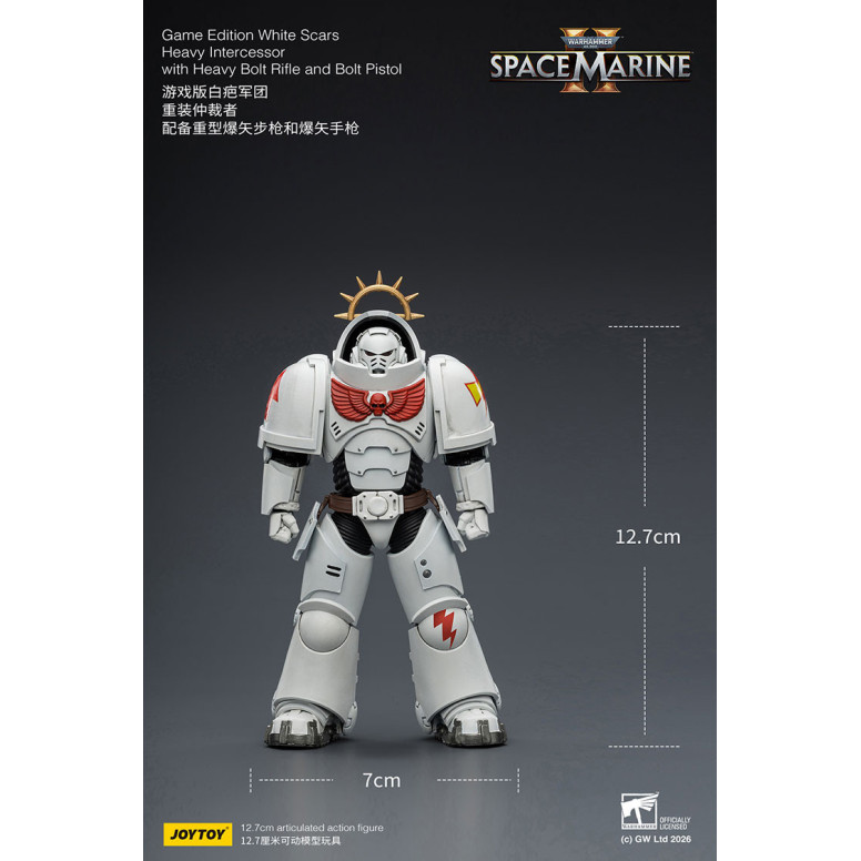 JoyToy - Space Marines II - Cicatrices Blancas - Intercesor Pesado con Rifle de Cerrojo Pesado y Pistola de Cerrojo 1/18