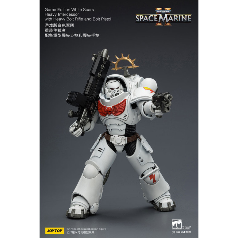 JoyToy - Space Marines II - Cicatrices Blancas - Intercesor Pesado con Rifle de Cerrojo Pesado y Pistola de Cerrojo 1/18