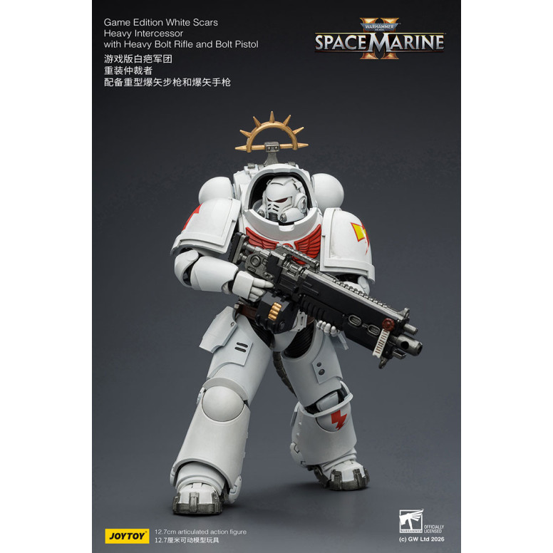 JoyToy - Space Marines II - Cicatrices Blancas - Intercesor Pesado con Rifle de Cerrojo Pesado y Pistola de Cerrojo 1/18