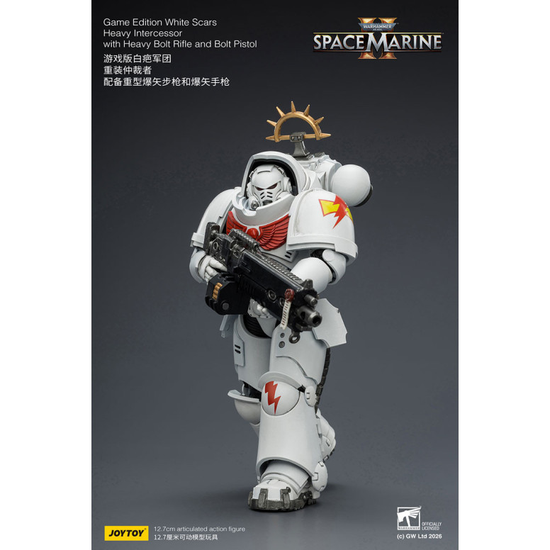 JoyToy - Space Marines II - Cicatrices Blancas - Intercesor Pesado con Rifle de Cerrojo Pesado y Pistola de Cerrojo 1/18