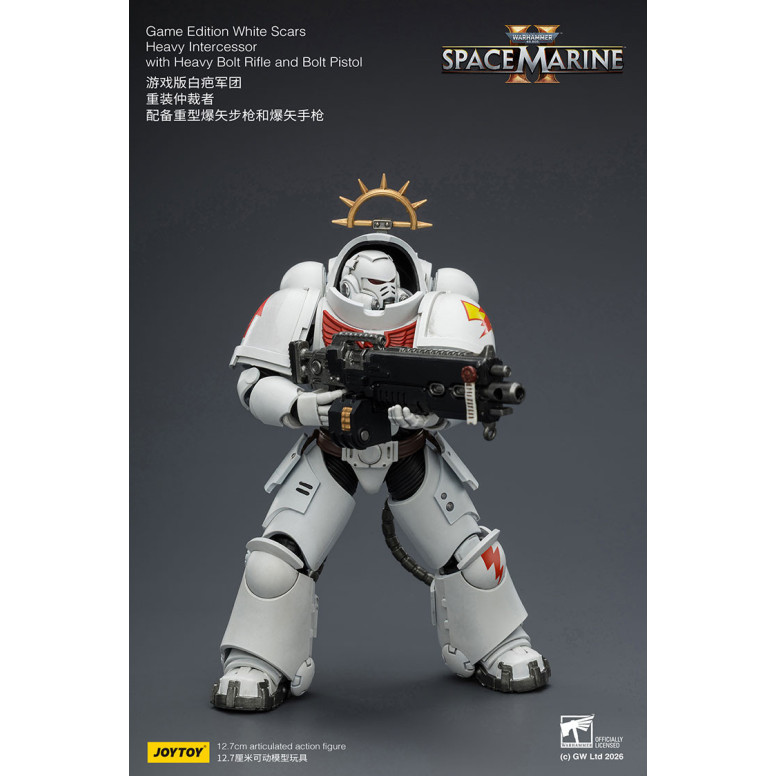 JoyToy - Space Marines II - Cicatrices Blancas - Intercesor Pesado con Rifle de Cerrojo Pesado y Pistola de Cerrojo 1/18