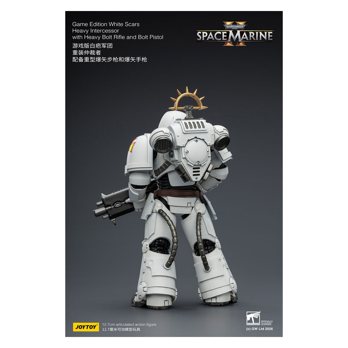 JoyToy - Space Marines II - Cicatrices Blancas - Intercesor Pesado con Rifle de Cerrojo Pesado y Pistola de Cerrojo 1/18