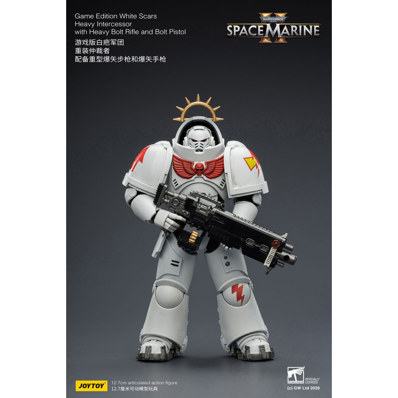 JoyToy - Space Marines II - Cicatrices Blancas - Intercesor Pesado con Rifle de Cerrojo Pesado y Pistola de Cerrojo 1/18