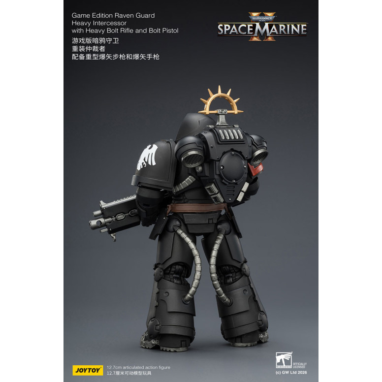 JoyToy - Space Marines II - Guardia del Cuervo - Intercesor Pesado con Rifle de Cerrojo Pesado y Pistola de Cerrojo 1/18
