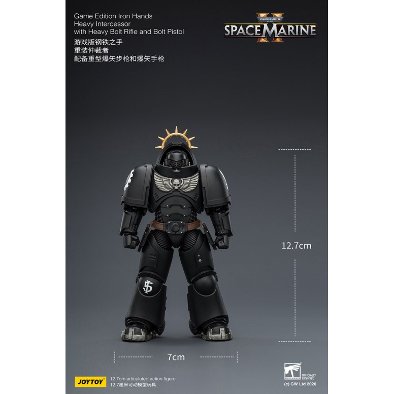 JoyToy - Space Marines II - Iron Hands - Intercesor Pesado con Rifle de Cerrojo Pesado y Pistola de Cerrojo 1/18