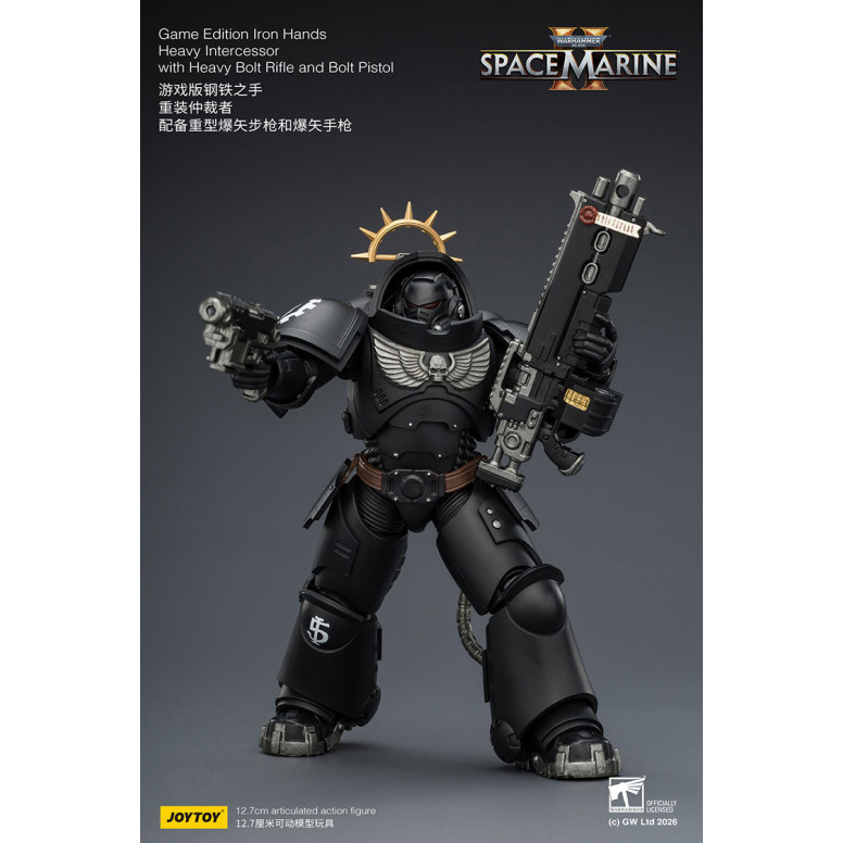 JoyToy - Space Marines II - Iron Hands - Intercesor Pesado con Rifle de Cerrojo Pesado y Pistola de Cerrojo 1/18