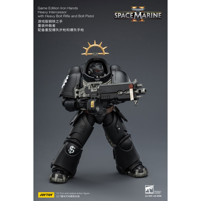 JoyToy - Space Marines II - Iron Hands - Intercesor Pesado con Rifle de Cerrojo Pesado y Pistola de Cerrojo 1/18