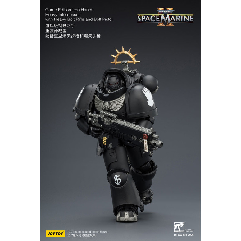 JoyToy - Space Marines II - Iron Hands - Intercesor Pesado con Rifle de Cerrojo Pesado y Pistola de Cerrojo 1/18