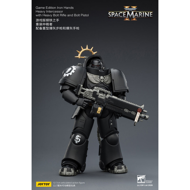 JoyToy - Space Marines II - Iron Hands - Intercesor Pesado con Rifle de Cerrojo Pesado y Pistola de Cerrojo 1/18