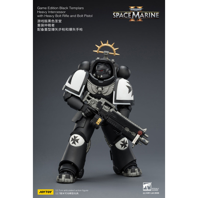 JoyToy - Space Marines II - Black Templars - Intercesor Pesado con Rifle de Cerrojo Pesado y Pistola de Cerrojo 1/18