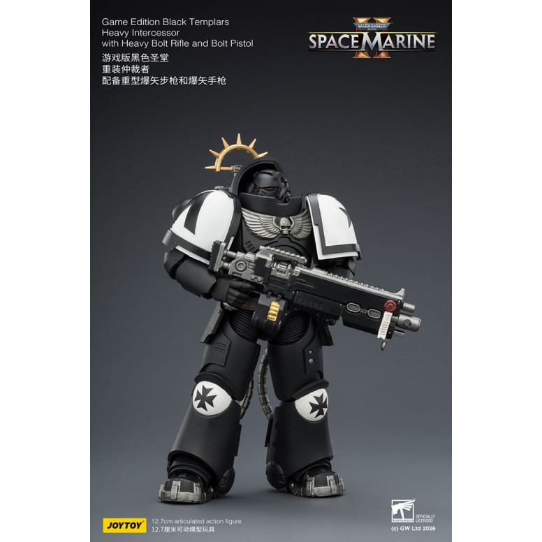 JoyToy - Space Marines II - Black Templars - Intercesor Pesado con Rifle de Cerrojo Pesado y Pistola de Cerrojo 1/18