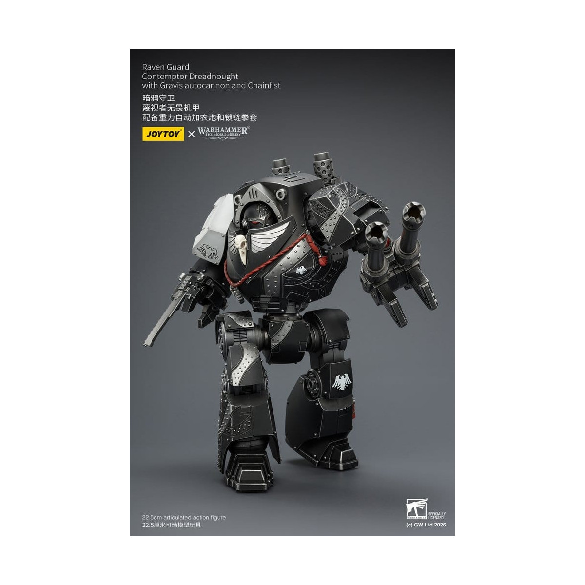 JoyToy Space Marines - Raven Guard - Contemptor Dreadnought con Gravis autocannon y Chainfist 1/18 - Warhammer 40k