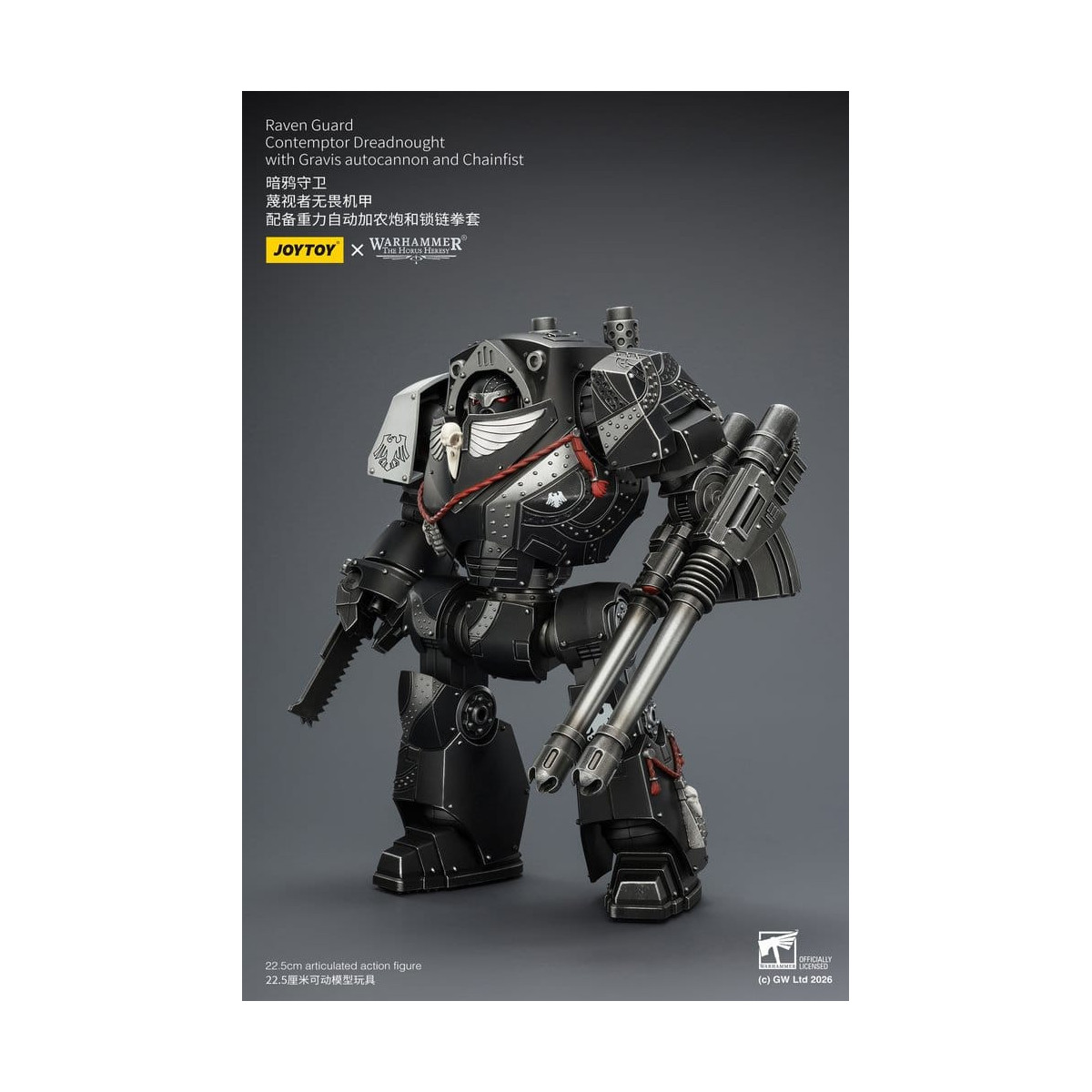 JoyToy Space Marines - Raven Guard - Contemptor Dreadnought con Gravis autocannon y Chainfist 1/18 - Warhammer 40k