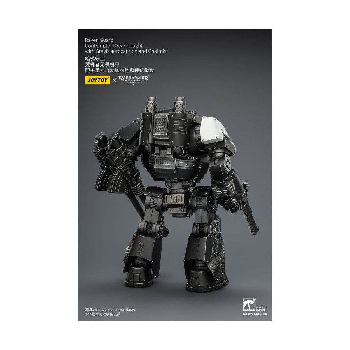 JoyToy Space Marines - Raven Guard - Contemptor Dreadnought con Gravis autocannon y Chainfist 1/18 - Warhammer 40k