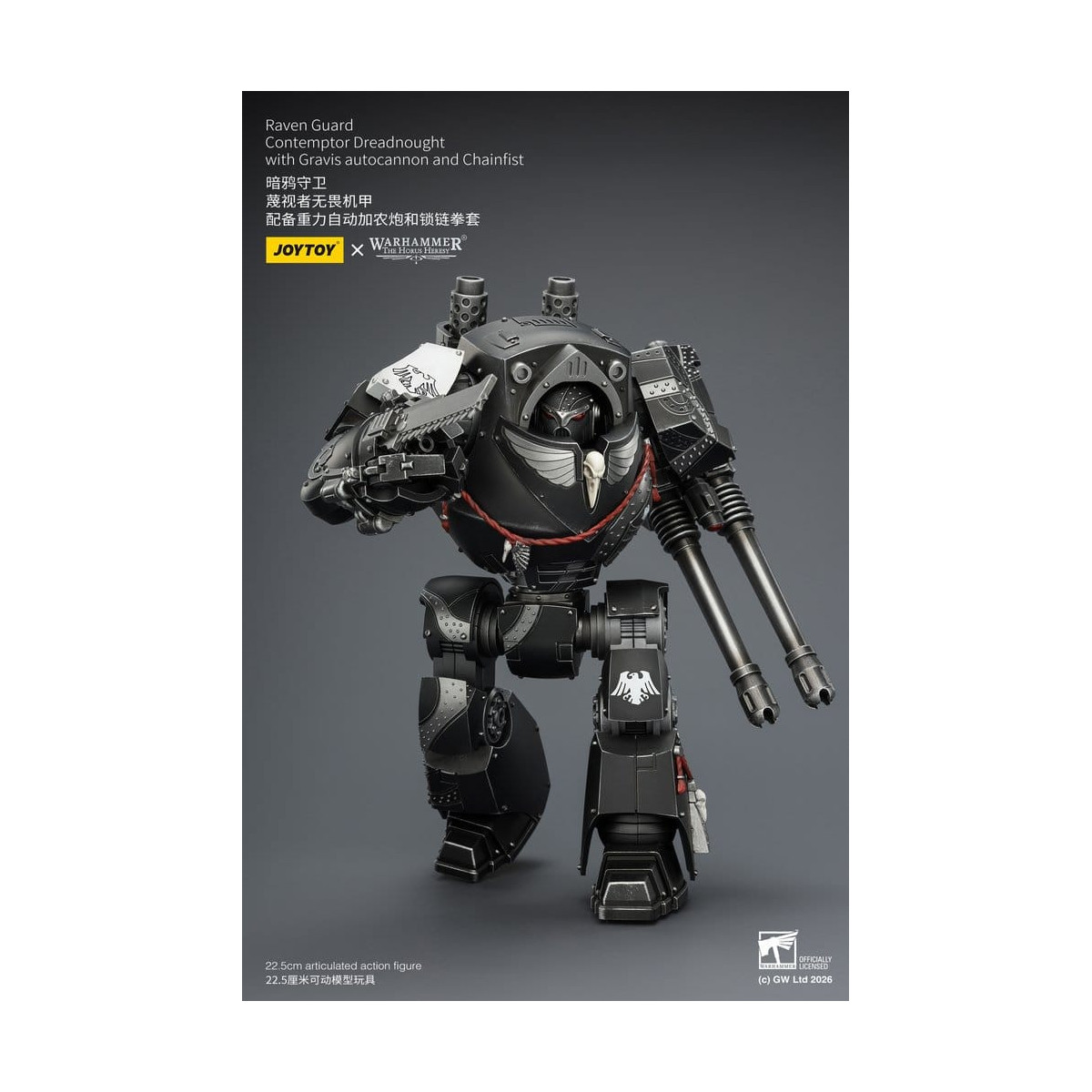 JoyToy Space Marines - Raven Guard - Contemptor Dreadnought con Gravis autocannon y Chainfist 1/18 - Warhammer 40k
