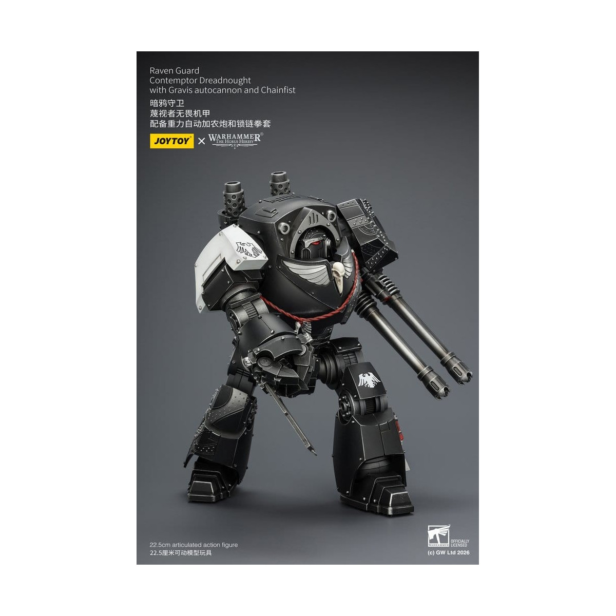 JoyToy Space Marines - Raven Guard - Contemptor Dreadnought con Gravis autocannon y Chainfist 1/18 - Warhammer 40k