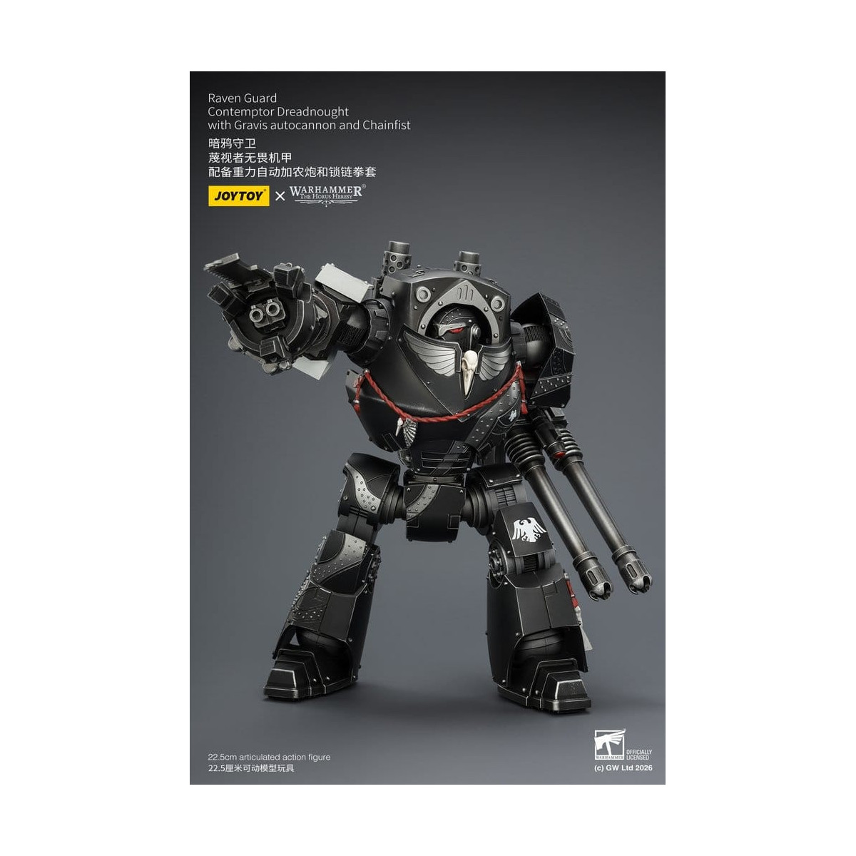 JoyToy Space Marines - Raven Guard - Contemptor Dreadnought con Gravis autocannon y Chainfist 1/18 - Warhammer 40k