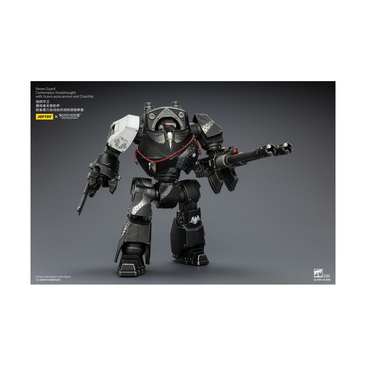 JoyToy Space Marines - Raven Guard - Contemptor Dreadnought con Gravis autocannon y Chainfist 1/18 - Warhammer 40k