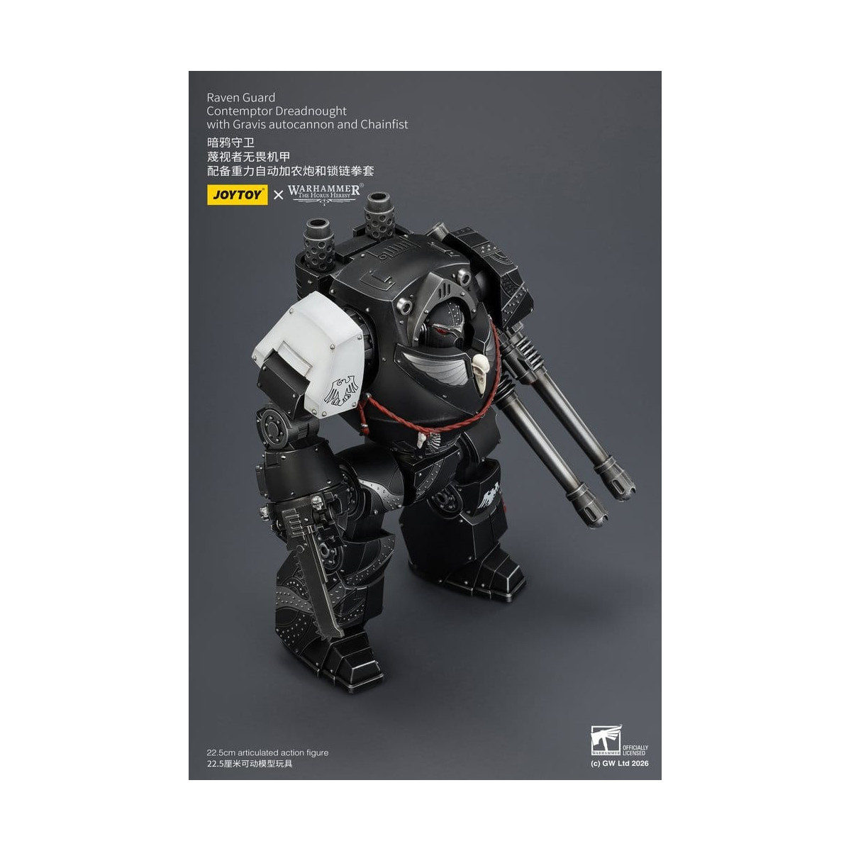 JoyToy Space Marines - Raven Guard - Contemptor Dreadnought con Gravis autocannon y Chainfist 1/18 - Warhammer 40k