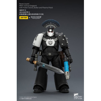 Joytoy - Warhammer - Sargento Táctico MKVI de la Guardia del Cuervo con Espada de Poder, Bolter y Pistola de Plasma